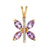 Butterfly Design Gold Amethyst Pendant The April, image 