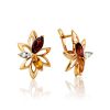 Floral Design Golden Earrings With Multicolor Crystals The Verbena, image 