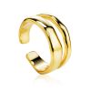Double Line Statement Ring in Hammered 18ct Gold on Sterling Silver The Liquid, Ring Size: Adjustable, image 