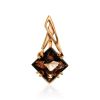 Geometric Golden Pendant With Smoky Quartz Centerstone, image 