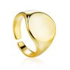 Chunky Gold Plated Silver Signet Ring The ICONIC, Ring Size: Adjustable, image 