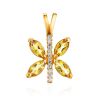 Lustrous Butterfly Design Gold Citrine Pendant, image 