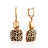 Gorgeous Gold Enamel Dangle Earrings, image 