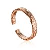 ​Contemporary crumbled texture one-size rose plated silver ring, Ring Size: Adjustable, image 