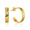 Textured Finish Gold Plated Silver Stud Earrings The Liquid, image 