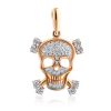 Gold Crystal Skull Pendant, image 