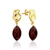 Trendy Gold Plated Silver Dangles With Cherry Amber The Palazzo, image 