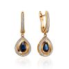 Golden Sapphire Diamond Drop Earrings, image 