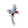 Fabulous Silver Butterfly Brooch With Multicolor Crystals, image 