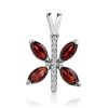 Butterfly Motif Silver Garnet Pendant, image 