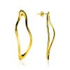 Smooth Stylish Gold Plated Silver Earrings The Liquid, image 