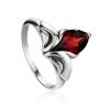 Silver Ring With Cherry Red Garnet Centerstone, Ring Size: 4 / 15, image 