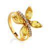 Luminous Citrine Butterfly Golden Ring, Ring Size: 8.5 / 18.5, image 
