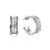 Textured Silver Hoop Earrings The Liquid, image 