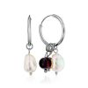 Transformable Silver Hoop Earrings With Natural Cherry Amber And Baroque Pearls The Palazzo, image 