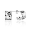 Hammered Silver Stud Hoop Earrings The Liquid, image 
