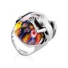 Murano Glass Cocktail Ring With Silver Frog Detail, Ring Size: 6.5 / 17, image 