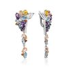 Exquisite Silver Earrings With Topaz And Citrine Stones, image 