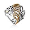Laced Mixed Color Silver Ring With Crystals, Ring Size: 7 / 17.5, image 
