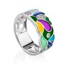 Mix Color Enamel Band Ring With Crystals, Ring Size: 6.5 / 17, image 