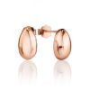 Stylish Rose Plated Silver Elongated Oval Stud Earrings The Liquid, image 