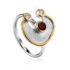 Futuristic Design Silver Garnet Ring, Ring Size: 9.5 / 19.5, image 