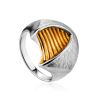 Futuristic Design Gilded Silver Ring, Ring Size: 7 / 17.5, image 