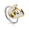 Futuristic Design Silver Chrysolite Ring, Ring Size: 6.5 / 17, image 