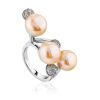Designer Silver Pearl Adjustable Ring, Ring Size: 6.5 / 17, image 