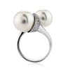 Fabulous Bypass Design Silver Pearl Ring, Ring Size: 7 / 17.5, image 