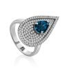 Fabulous Cocktail Silver Ring With Topaz London, Ring Size: 8 / 18, image 