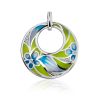 Flat Round Silver Pendant With Mix Color Enamel, image 