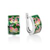 Playful Design Silver Enamel Earrings, image 