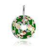Bright Silver Enamel Pendant With Crystals, image 