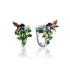 Designer Silver Enamel Earrings With Pearl, image 