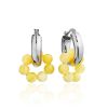 Boho Chic Silver Hoops With Honey Amber The Palazzo, image 