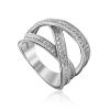Trendy Silver Crystal Trinity Ring, Ring Size: 8 / 18, image 