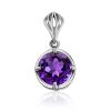 Classy Silver Pendant With Amethyst And Crystals, image 