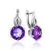 Silver Earrings With Deep Purple Amethyst, image 