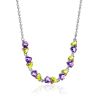 Dazzling Silver Necklace With Amethyst And Chrysolite, image 