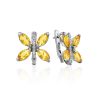 Lustrous Silver Citrine Butterfly Earrings, image 
