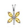 Chic Silver Citrine Butterfly Pendant, image 
