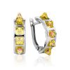 Trendy Silver Crystal Hoop Earrings, image 