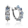 Trendy Silver Hoop Earrings With Chameleon Color Crystals, image 