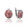 Silver Earrings With Faceted Pinkish Rhodonite, image 