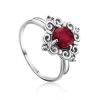 Ornate Silver Ruby Ring With Crystals, Ring Size: 8.5 / 18.5, image 