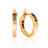 Chic Gold Plated Silver Hoops With Smoky Quartz, image 