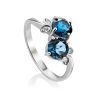 Exquisite Silver Ring With Topaz London Blue, Ring Size: 9 / 19, image 