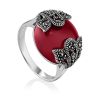 Art Deco Style Silver Agate Ring With Marcasites The Lace, Ring Size: 8 / 18, image 