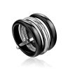 Triple Band Silver Ceramic Ring, Ring Size: 8 / 18, image 